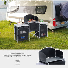 Outsunny Multi-Storage Portable Camping Kitchen, with Heat-Resistant Tabletops and Bag