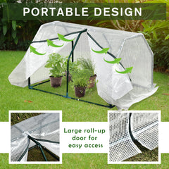 Outsunny Mini Greenhouse Grow House PVC Cover Steel Frame White 99L x 71W x 60H cm