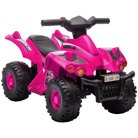 AIYAPLAY 6V Kids Electric Quad Bike w/ Music, Forward Function, for 2-6 Years, Pink