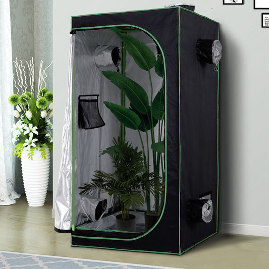 Outsunny Grow Tent Reflective Mylar Hydroponic with Adjustable Vents and Floor Tray for Indoor Plant Growing, 80 x 80 x 160 cm (31.5" x 31.5" x 63")