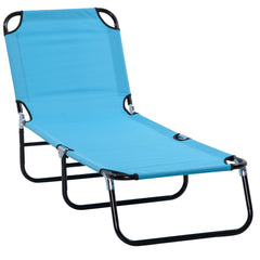 Outsunny Garden Sun Lounger, with Five-Position Back - Light Blue