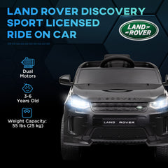 AIYAPLAY Licensed Land Rover Discovery Sport, 12V Kids Ride on Car w/ Remote Control, Lights, Music, Horn, for 3-6 Years, Black