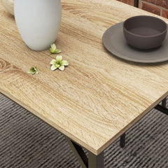 HOMCOM Square Dining Set for 4 Persons, Table, Chairs and Bench Included, Natural Wood Effect