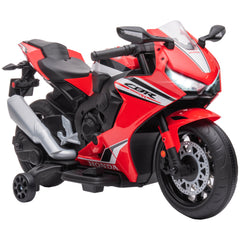 HOMCOM 6V Honda Licensed Kids Motorcycle w/ Music, Training Wheels - Red