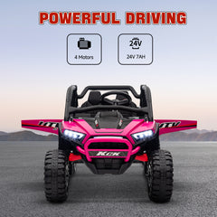 AIYAPLAY 2 Seater 24V 7AH Ride on Truck, Battery Powered Electric Ride On Car w/ Remote, Suspension, 3 Speeds - Pink