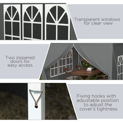 خيمة خارجية مقاومة للماء من Outsunny مقاس 3 × 3 أمتار مع مظلة قابلة للطي وحقيبة حمل ونافذتين، باللون الرمادي