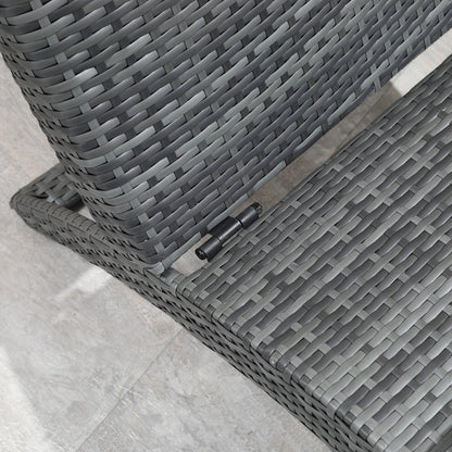 Outsunny Outdoor Foldable PE Rattan Sun Lounger with Soft Padded Cushion, Ergonomic Curved Design Sun Bed for Balcony, Garden, Grey
