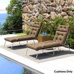 Outsunny Sun Lounger Cushions Only, 190x56x10cm Garden Lounge Chair Cushions Set of 2, UPF20+ 220gsm Fabric, Thick Sunbed Replacement Cushions with 6 Ties, Khaki