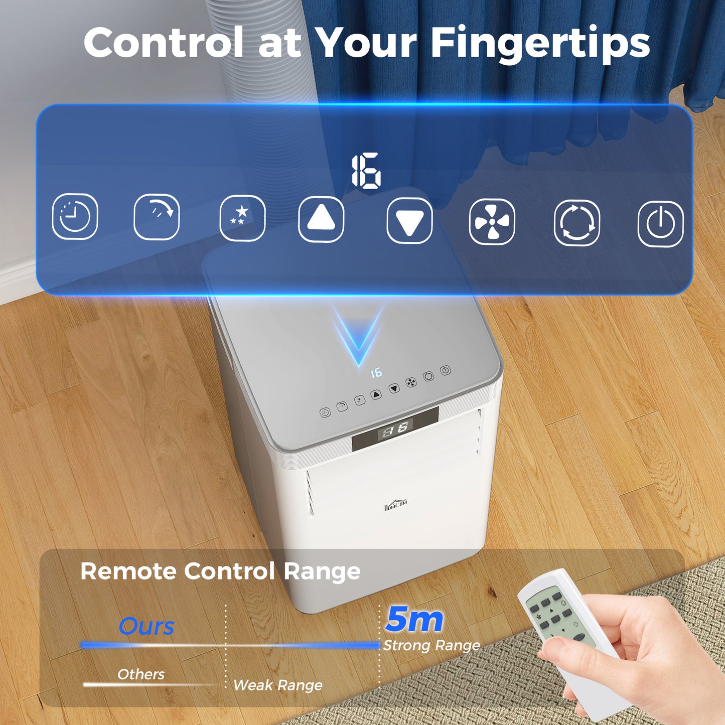 HOMCOM 10000 BTU Air Conditioning Unit, 4-in-1 Portable Air Conditioner, Dehumidifier, Cooling, Fan, Sleep Mode, with Remote Control, LED Display, 2 Speeds, 24H Timer, Window Venting Kit, 22m√Ç¬≤