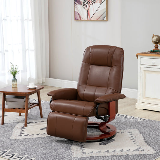 HOMCOM Faux Leather Armchair, with 145√Ç¬∞ Reclining Back and Footrest - Brown