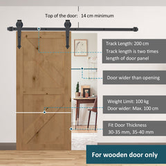 HOMCOM 6.6FT Carbon Steel Sliding Door Kits Barn Hardware Closet Set Antique Style Track System For Single Wooden Door