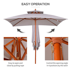 Outsunny 3 x 3 (m) Garden Umbrella, Large Parasol, Outdoor Sunshade Canopy with Double Tier, Grey