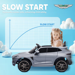 AIYAPLAY Aston Martin DBX Licensed Battery Powered Kids Electric Car, 12V Kids Ride on Car w/ Lights, Music Horn, Grey