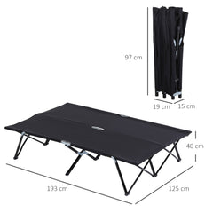 Outsunny Double Camping Cot Bed, with Bag - Black