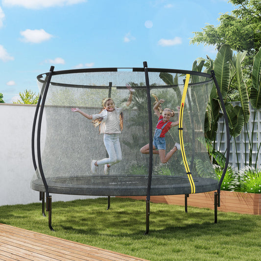 SPORTNOW 8ft Trampoline with Enclosure Net and Spring Cover, Outdoor Trampoline Garden Jumping Mat, Black