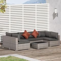 Outsunny Four-Piece Half-Square Rattan Sofa Set - Mixed Grey