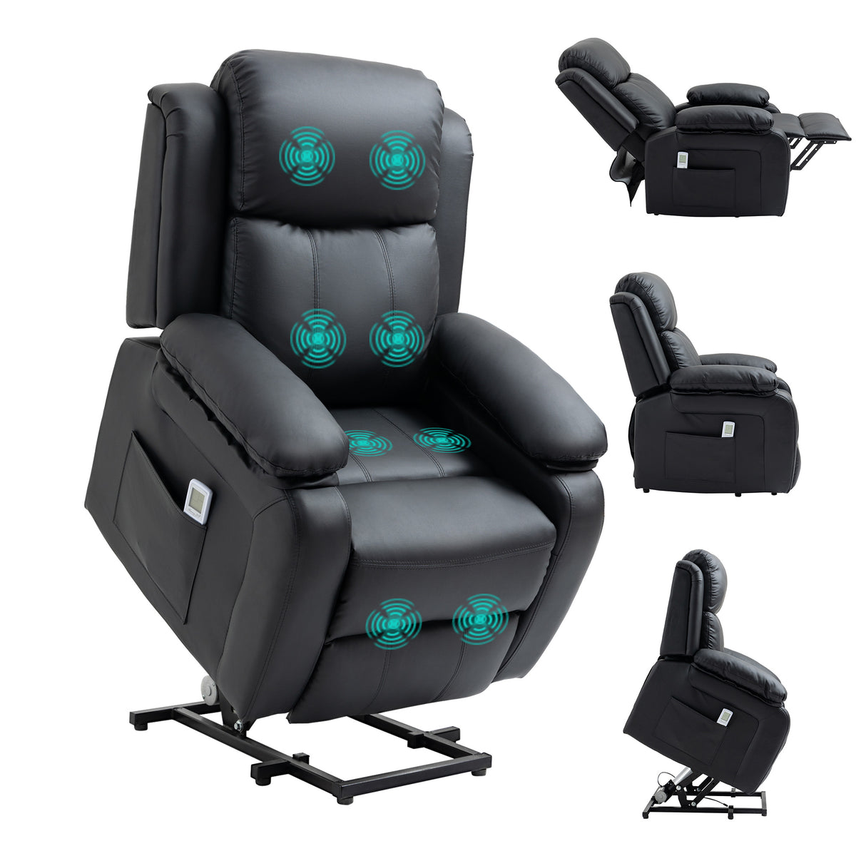 HOMCOM Electric Power Lift Recliner Chair Vibration Massage Reclining Chair with Remote Control and Side Pocket, Black