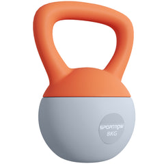 SPORTNOW Soft Kettlebell, 8kg Kettle Bell with Non-Slip Handle for Home Gym Weight Lifting and Strength Training, Orange and Grey