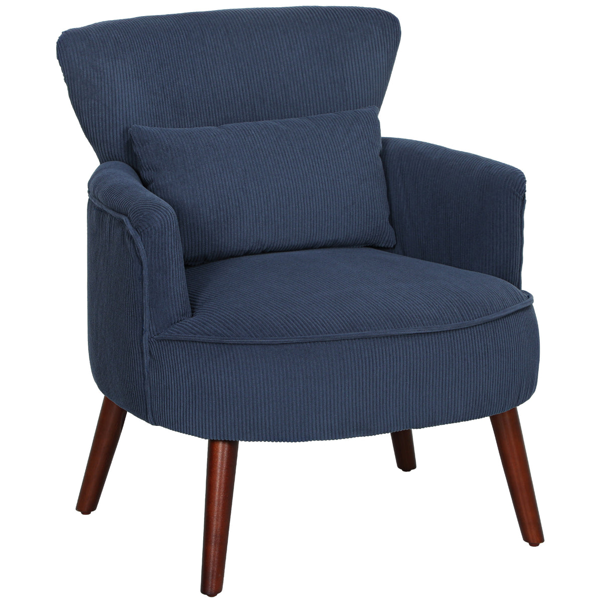 HOMCOM Corduroy Retro Accent Chair - Blue