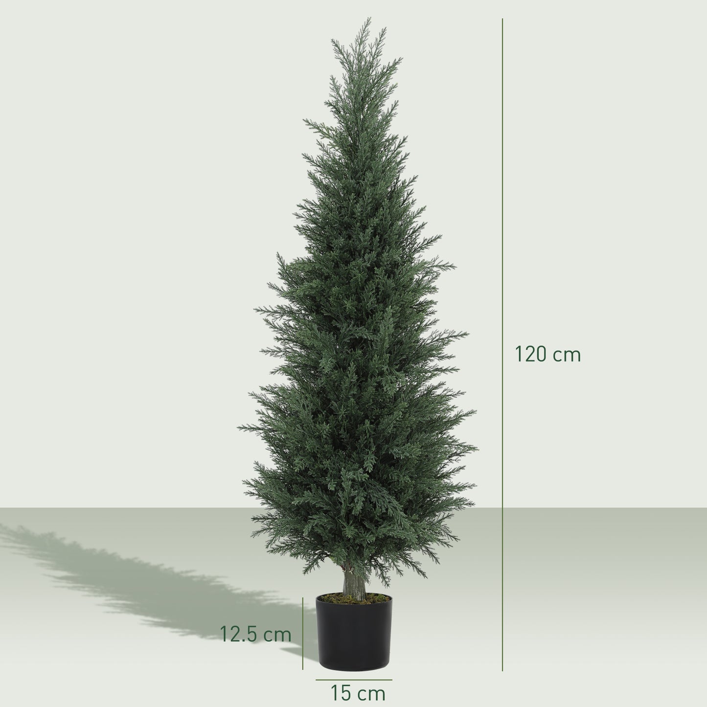 HOMCOM Set of 2 Decorative Artificial Plant, 120 cm Cypress Tree with 638 Leaves in Pot, UV-Resistant Plastic Fake Tree for Indoor Outdoor Home Office