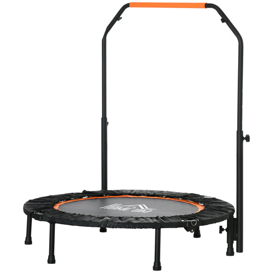 HOMCOM 40" Foldable Mini Fitness Trampoline, with Adjustable Foam Handle, Orange