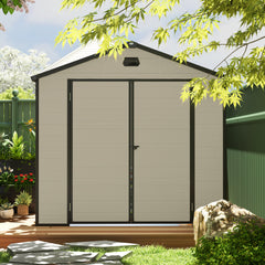 Outsunny 7.9ft x 6.2ft Aluminium Frame and Plastic Wall Shed, with Foundation - Cream White