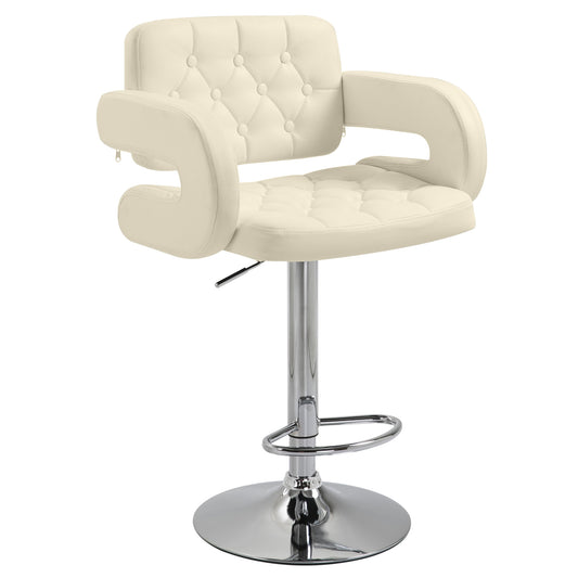 HOMCOM PU Leather Upholstered Swivel Bar Stool, Height Adjustable with Back, Armrest, Footrest, Beige