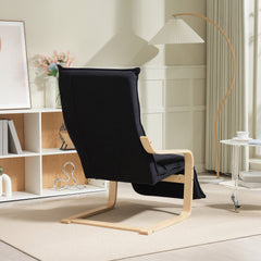 HOMCOM Curved Wooden Accent Chair, with Adjustable Footrest - Black