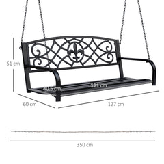 2 Seater Swing Seat Bench, Metal Garden Swing Chair with Chains, Weather Resistant, for the Patio, Yard, Deck and Yard, Black