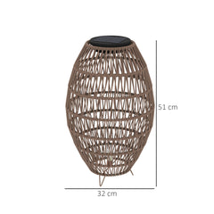 Outsunny Rattan Solar Lamp, Garden Solar Lantern with Auto On/Off Light, IP44 Waterproof, Decorative Outdoor Rattan Lamp for Porch, Pathway, Dark Brown