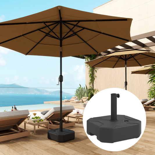 Outsunny Square Garden Parasol Base, Garden Umbrella Stand Heavy Duty Parasol Base, Filled Up to 25kg with Stand or 20kg with Water for Garden, Poolside, Black