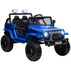 AIYAPLAY 12V Battery Powered Kids Ride-On Car, Electric Truck w/ Spring Suspension, Remote, Music, Horn, Lights, Blue