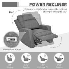 HOMCOM 150√Ç¬∞ Electric Reclining Chair, with USB port and Footrest - Charcoal Grey