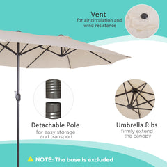 Outsunny 4.6m Double-Sided Patio Parasol Sun Umbrella-Beige