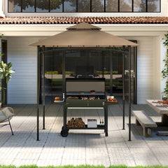 غطاء سقف بديل لشرفة الشواء الخارجية من Outsunny Grill Gazebo بإطار 1.5 × 2.4 متر، حماية UPF50+، طبقة مزدوجة 5 × 8 أقدام، غطاء علوي فقط، كاكي