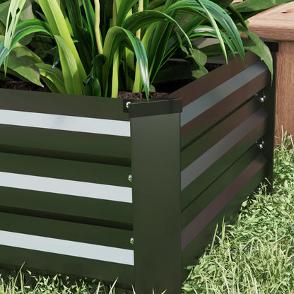 Outsunny Set of Two 60 x 100cm Galvanised Steel Planters, Grey