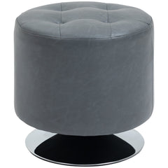 HOMCOM 360√Ç¬∞ Swivel Foot Stool Round PU Ottoman with Thick Sponge Padding and Solid Steel Base, Grey