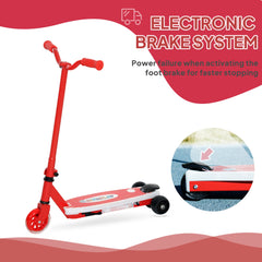 AIYAPLAY Electric Scooter for Kids Ages 4-7, with Auxiliary Rear Wheels, Flashing LED Light and Electric Brake, Kids Electric Scooter for Boys Girls, 6 KM/H & 8 KM, Red