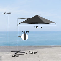 Outsunny 2.5m Rotating Cantilever Parasol - Black