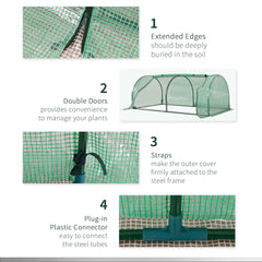 بيت زجاجي للزراعة من Outsunny Tunnel Green Grow House للحديقة الخارجية، إطار فولاذي، غطاء من البولي إيثيلين، أخضر، 200 × 100 × 80 سم