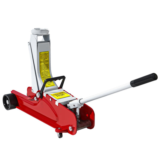 HOMCOM Low Profile Jack, Hydraulic Racing Floor Jack, 8-38cm Lifting Range, 2.5 Ton Capacity, Red