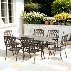 Outsunny Seven-Piece Cast Aluminium Garden Dining Set - Bronze Tone