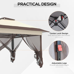 مظلة خارجية من Outsunny مقاس 3.6 × 3.6 متر مع شبكة، خيمة حفلات قابلة لتعديل الارتفاع، مظلة شمسية فورية، لون كاكي