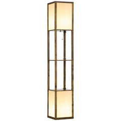 HOMCOM Modern Shelf Floor Lamp with Dual Ambient Light, Standing Lamp Living Room, Bedroom, 156cm, Brown