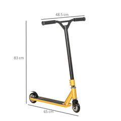 HOMCOM Stunt Scooter, 360√Ç¬∞ Entry Level Tricks Scooter w/ Lightweight Aluminium Deck and ABEC 7 Bearing, For Age 14+ Beginners, Gold Tone