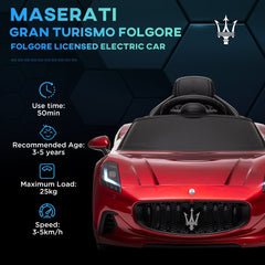 AIYAPLAY 12V Maserati Gran Turismo Folgore Licensed Kids Electric Car with Remote Control, Soft Start, Wine Red