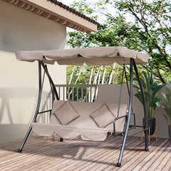 Outsunny 3-Seater Swing Chair, Steel, Polyester-Beige