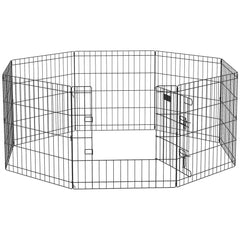 PawHut Dog Playpen, Puppy Pen, Eight-Panel Metal Fence, for Small Dogs, Indoors, Outdoors - Black