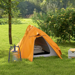 Outsunny Double Layer Camping Tent, 1-2 Man Backpacking Tent with Carry Bag, 2000mm Waterproof and Lightweight, Orange