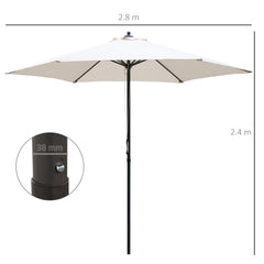 Outsunny 2.8m Garden Parasol Umbrella, Round Outdoor Market Table Umbrella Sun Shade Canopy, Off-White